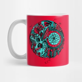 Turqred Skull and Dreamcatcher Circle Mug